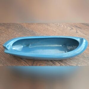 Vintage FRANKOMA Blue Ceramic Boat-Shaped Dish